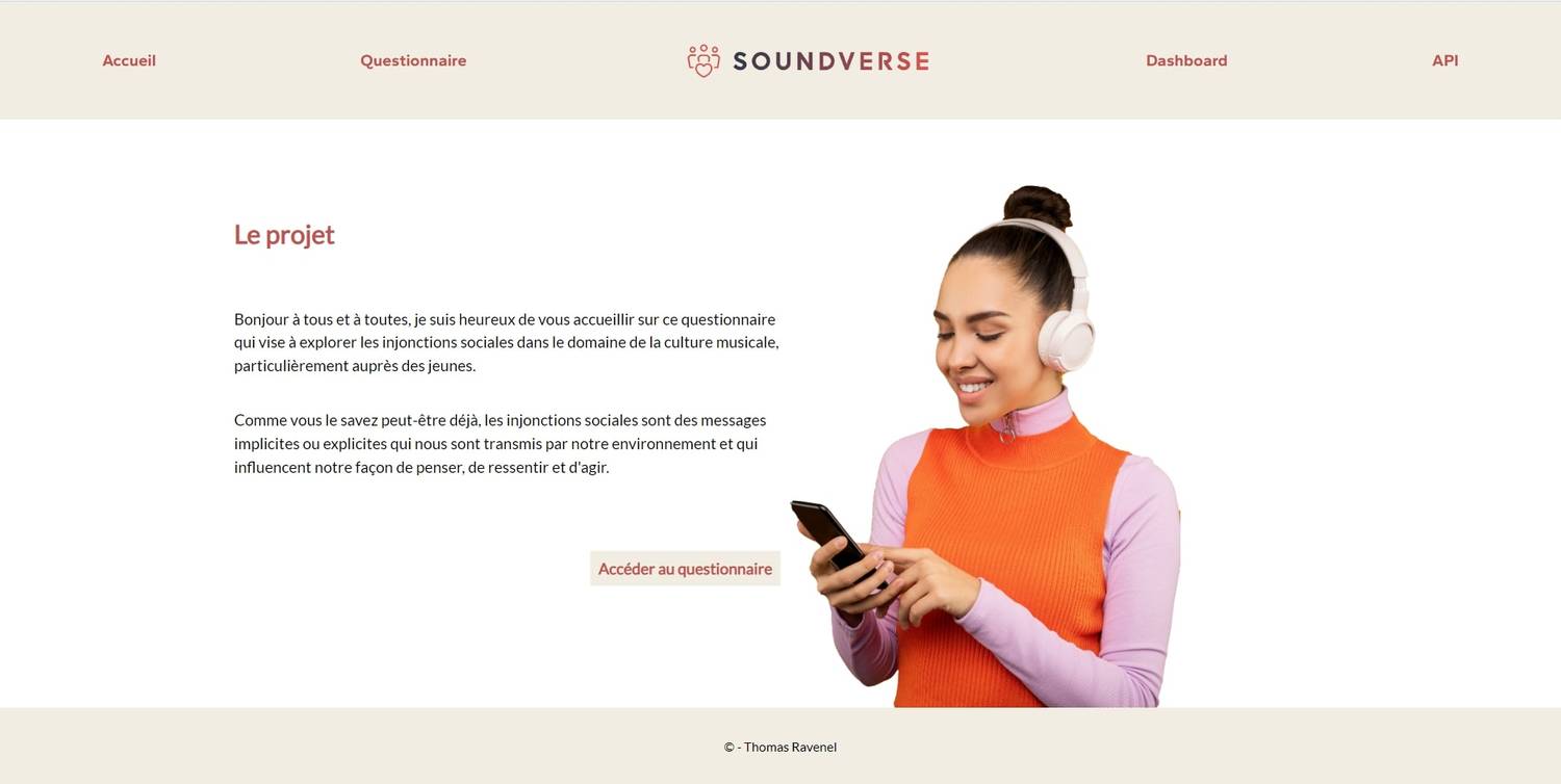 Mock-up du projet Soundverse